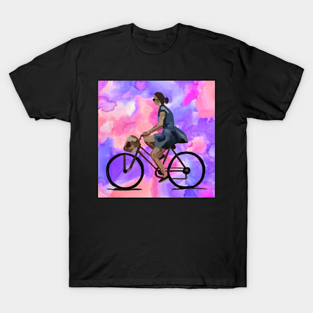 Bicycle Girl T-Shirt by Art by Ergate